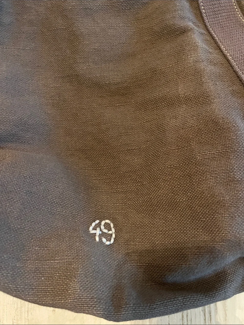 49 square miles chocolate brown Canvas Tote Bag with leather accents